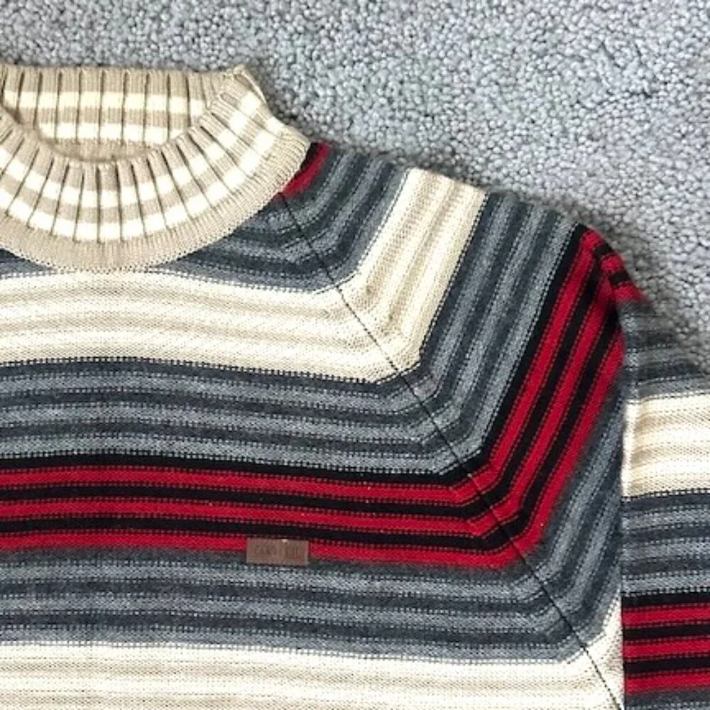 Cantabil Italy Men's Long Sleeve Winter Sweater-Size 40-Mock Neck Striped - EUC